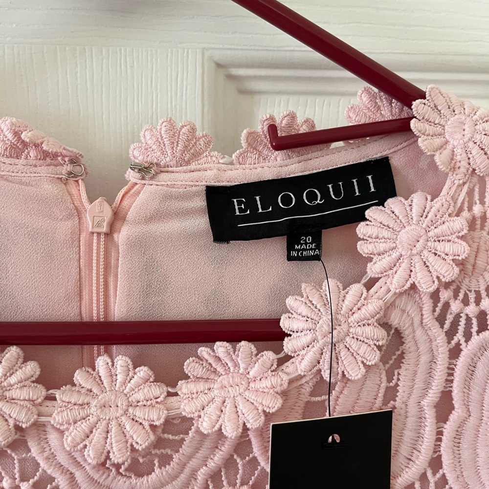 Eloquii Pink Long Sleeve Lace & Pleated Maxi Dress - Picture 4 of 4